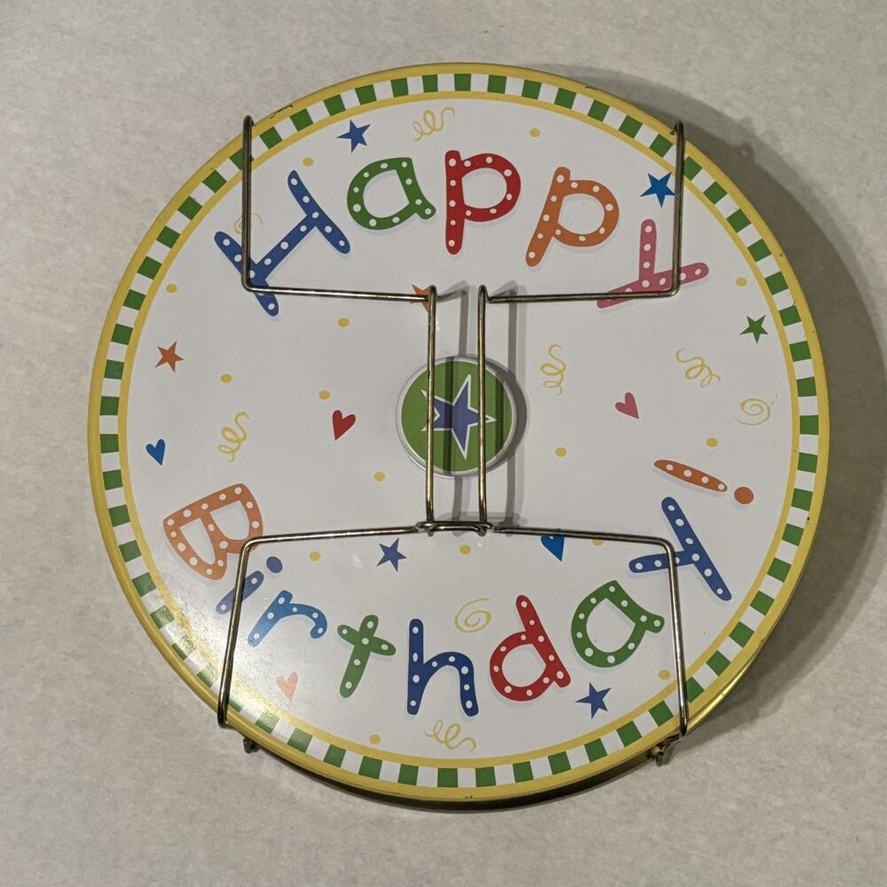Dept. 56 Happy Birthday Cake Carrier 13” X 5” Metal